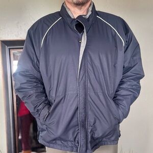 Men's WearGuard Navy Blue & Gray Accent Fleece Lined Outwear Jacket w/Tuck Hood